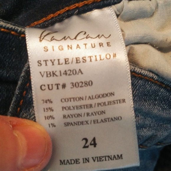 KANCAN Dark Wash Blue, DESTROYED/RAW ANGLED HEM Jeans SZ 24" x 24" x 9" inseam - Picture 7 of 7